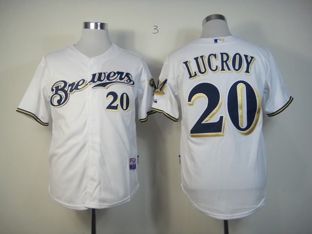 Men Milwaukee Brewers #20 Lucroy White MLB Jerseys->milwaukee brewers->MLB Jersey
